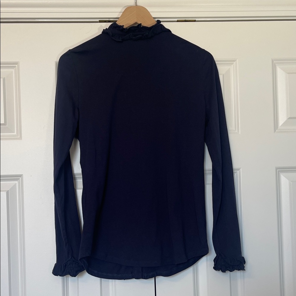 Boden Navy Long Sleeve Ruffle Top - Picture 7 of 7